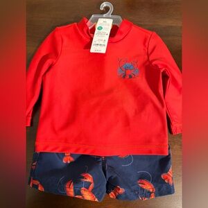 Carter's Just One You Baby Boys' Size 6 Months 2pc Lobster Rash Guard Swim Set